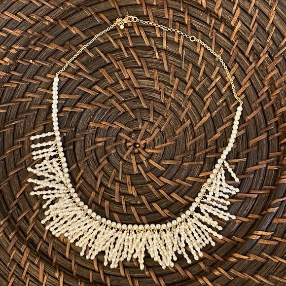 🦪 ANN TAYLOR PEARLIZED FRINGE NECKLACE 🦪 - Picture 2 of 8